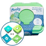 Reusable Baby Wipe Kit - 25 WHITE COTTON PREMIUM Cloth Wipes, 15x15cm with Fresh soaking box, Mucky soaking box & Fresh and Mucky essential oil soaking solutions, 10ml (Lav & Cham, Teatree & Teatree Lemon)