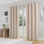 Enhanced Living Nightfall Plain Supersoft Natural Thermal Blockout Eyelet Curtains - 66 x 90 inch (168 x 229cm) - Energy Saving & Noise Reducing Curtains for Bedroom & Living Room