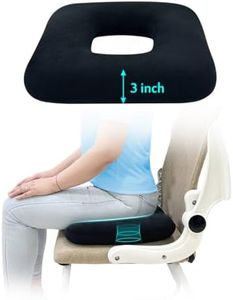 AOSSA Donut Pillow for Tailbone Pain Relief, Butt Cushion for Long Sitting, Bed Sores & Hemorrhoids - Hollow Fiber Seat Cushion for BBL Recovery, Postpartum, Wheelchair & Travel Pad (Black)