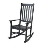 Tangkula Acacia Wood Porch Rocking Chair, Wooden Rocking Chair Rocker with High Back & Armrest for Indoor Outdoor Use, Patio Rocker for Garden Lawn Balcony Backyard Poolside (1, Black)