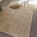 HOUSINE®Handwoven Jute Natural Reversible Rugs Braided Floor Carpet Mat for Living Room, Bedroom, Dining, Office, Restaurant (CAPAT0012, 3x5 feet - Rug/Carpet)