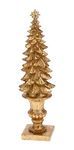 Boston International Christmas Tabletop Mantel Shelf Winter Holiday Decorations for Home, 12", Gold Pine Tree