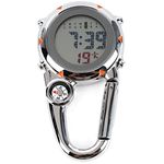 Carabiner Watch, Multifunctional Luminous Clip on Carabiner Watch Mini Quartz Watch Compass, Clip On Luminous Multifunctional Carabiner Watch for Outdoor Climbing Activities (Orange)