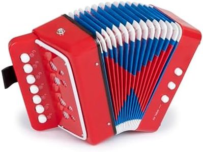 Kids Toy Accordion with 7 Vocal Keys. Portable Mini Musical Instrument with Easy to Carry Back Strap included. Ideal for Kids 3+ Red