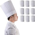 HOT BARGAINS 10 X 9 Inch White Chef Hat Adjustable & Disposable Kitchen Cooking Chef for Home Kitchen, Restaurants, School, Birthday Party or Catering Equipment (10)