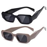 kimorn Rectangle Trendy Sunglasses for Women Men Trendy Retro Trendy Sun Glasses 90’s Vintage Square Frame (Black+light Coffee Frame Grey Lens)