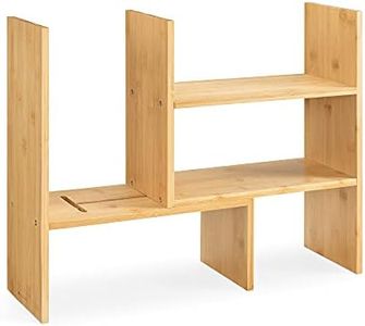 Navaris Desk Organizer Shelf Unit - Bamboo Desktop Shelves for Table or Countertop - Free-Standing Adjustable Shelving Rack for Tidy Kitchen or Office