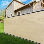 ShadeMart 5' x 50' Beige Fence Privacy Screen Windscreen Shade Fabric Cloth HDPE, 90% Visibility Blockage, with Grommets, Heavy Duty Commercial Grade, Cable Zip Ties Included (We Customize Size)