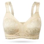 WingsLove Women's Full Coverage Bra Non Padded Comfort Minimiser Bra Wire-Free Bra Plus Size (Nude 44DD)