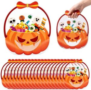 Eadwe Halloween Zipper Treat Bags & Resealable Candy Bags,Pumpkin*50