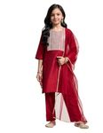 Amazon Brand - Symbol Girl's Rayon Ethnic Wear Embroidered Kurta Set with Net Dupatta