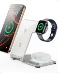 Intoval Charging Station for Apple iPhone/Watch/Airpods, 3 in 1 Wireless Charger for iPhone 16/15/14/13/12/11/XS/XR/XS, iWatch 10/9/Ultra 2/8/Ultra/7/6/SE/5/4/3/2, Airpods Pro2/Pro1/3/2/1 (Y9,Silver)