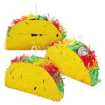 BLUE PANDA 3 Pack Mini Mexico Taco Pinatas for Cinco de Mayo Party, Fiestas Mexican Celebrate Party Decoration, 6 x 2 x 3.5 inches