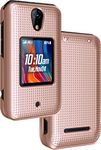 Case for Schok Flip 2022 Phone, Nakedcellphone Slim Hard Shell Protector Cover with Grid Texture for for T-Mobile/Boost/Metro SC3218B SC3218T - Rose Gold Pink