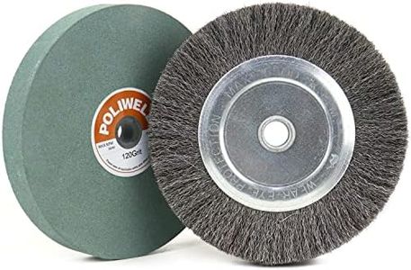 6 Inch Bench Grinder Grinding Wheel & Wire Wheel Brush with 1/2'' Arbor, 120 Grit Silicon Carbide Bench Grinding Wheel for Bench Grinder,for Drill Bits, Blades and Knifes Cleaning Polishing Sharpening