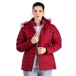 Karori Full Sleeve Solid Women Puffer Standard Length Jacket (Xxl, Maroon)