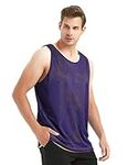 TopTie Men's Tank Top, Reversible Mesh Tank, Basketball Jerseys, Lacrosse Jersey-Purple/Yellow-L