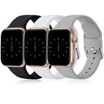 Wepro Pack 3 Straps Compatible with Apple Watch Strap 46mm 44mm 45mm 49mm 42mm(Series 3 2 1) Women Men, Soft Silicone Strap for iWatch Series 10 9 8 7 6 5 4 3 2 1 SE Ultra, Black/White/Grey