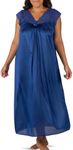 Shadowline Women's Silhouette Plus Size 53" Short Cap Sleeve Long Gown, Navy, 3X