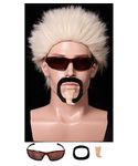 FantaLook Short Blonde Wig with Glass and Goatee for Halloween Cosplay Party