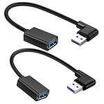 La Brodée Right Angle USB 3.0 Extension Cable, 90 Degree USB Extender Lead Male to Female USB Adapter, Left & Right Angle(Pack of 2)