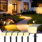 Linkind Solar Spot Lights Outdoor, 60 LEDs Solar Landscape Lights with 30% Conversion Rate and Waterproof IP67, Ideal for Outside, Garden, Yard, Pathway (6 Pack, Warm White)