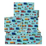 Central 23 - Wrapping Paper for Boys - 6 Sheets of Birthday Gift Wrap - Police Cars Trucks and Tractors - For Kids - Children - Recyclable