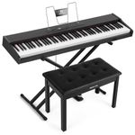 MUSTAR 88 Key Piano Keyboard with Piano Bench, Digital Piano 88 Semi Weighted Keys for Beginners, Portable Electric Piano Keyboard 88 Keys with Case, Sustain Pedal, USB/MIDI, Built-In Speakers (Blakc)