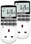 ORIDGET Digital Electrical Timer Plug Socket with 18 On-Off Programs, Countdown and Security Random Mode for Lights and Home Appliances, 24 Hour Weekly Programmable (13A / 2900W) 2pack