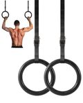 Youyijia Gymnastic Rings with Straps and Metal Buckles Pull Up Ring Exercise Suspension Trainer Non-Slip Gym Ring Fitness Training Equipment for Adults Kids