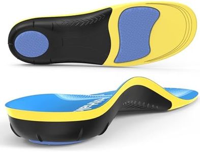 BestHalo Plantar Fasciitis Insoles - High Arch Support Inserts, Gel Cushion, Relief for Flat Feet - 220+ lbs Orthotics Insoles Ideal for Work Boots (Blue, Men 11-12.5 | Women 12-13.5)