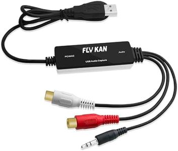 FLY KAN USB 2.0 Audio Capture Card for Windows 10/8.1/8 / 7 / and Mac OS 10.14 - Audio Grabber for Vinyl Cassette Tapes to mp3 Converter