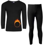 Men's Thermal Underwear Set, Top Bottom Long Johns Warm Base layer Thermal Set Vests Trousers for Cold Winter Wear and Skiing Running Workout (Black Full-Sleeve Set, S)