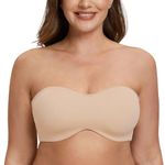 MELENECA Women's Strapless Bra for Large Bust Minimizer Unlined Bandeau with Underwire Pale Nude 34A