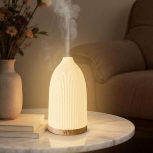 Essential Oil Diffuser, 100ml Aromatherapy Diffuser, Small Ultrasonic Diffusers for Essential Oils, 2 Mist Mode（Con/Int）, Cool Mist Humidifier with 8 Led Light, Timer Settings, Auto Shut-Off