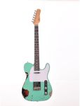 KGD Relic electric guitar mahogany body carbonized maple neck rosewood fretboard 6-string solidbody electric guitar S-S pickupsbrass barrel saddle bridge (Spectra Green)