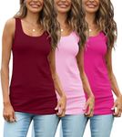 TAIPOVE Cotton Plus Size Tank Tops for Women Solid Tanks Wide Strap U Back Long Camisoles 3 Packs Sleeveless Sports Undershirts