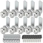 evan 10 Pack Cam Locks Keyed Alike, 1-1/8" Cabinet Lock with Key, Security Files Drawers Mailbox RV Camper Door Tool Box Replacement Lock, Fits on 1" Max Panel Thickness, Zinc Alloy