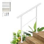 KUNZHEN Handrails for Outdoor Steps,3 Steps Metal Handrail,Wrought Iron Railing for Wooden Steps,Handrails for Concrete Steps,Hand Rails for Indoor/Outdoor Steps for Elderly(White)