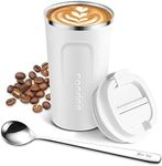 Miss Rui Coffee Cup Travel 510ml Reusable Coffee Mug Stainless Steel Insulated Tumbler with Leakproof Lid for Hot, Iced Drinks White