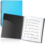 CRANBURY Sheet Music Folder 8.5x11 - Dual Use Music Holder (Blue), Store Inside 24 Protective Sleeves or Write on Exposed Pages Outside Sleeves, 8.5 x 11 Spiral Notebook Binder Organizer, Lay Flat