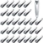 32 Pieces Stainless Steel Fingernail Nail Clipper Bulk Silver Toenail Clippers Cutter Set Portable Fingernail Clipper