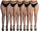 DRESHOW 5 Pack Fishnet Tights Sexy Pattern Leggings Seamless Nylon Tights Pantyhoses