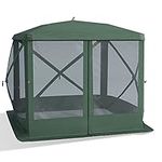 Outsunny Pop-Up Screen House Gazebo Camping Outdoor Instant Setup Tent Fits 3-4 People 210D Material w/ Carry Bag & Ground Stakes, Green