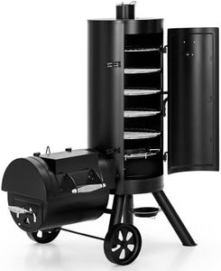 MFSTUDIO Vertical Offset Smoker Grill, Extra Large Barrel Charcoal Grill with Smoker Combo for BBQ Smoking, 961 SQ.IN.