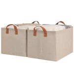 StorageWorks Fabric Storage Bins with Metal Frame, Storage Baskets for Shelves, Closet Baskets and Bins, Brown and Beige, 2-Pack