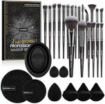 MAANGE Makeup Brushes 30 Pcs Makeup Tool Set with Gift Box, Multi-functional Makeup Kit Powder Brush Make Up Brushes Set for Women (Black, 30 Piece Set)