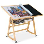 LAVIEVERT 1500 Piece Jigsaw Puzzle Table with Legs & Cover, Adjustable Wooden Puzzle Board Easel with Storage Shelf, Portable Tilting Puzzle Table with 4 Rolling Wheels for Adults