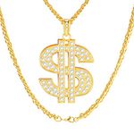 Dollar Necklace Dollar Sign Pendant Necklace Gold Plated Chain Necklace US Dollar Sign Pendant for Men Women Kids Rapper Punk Style