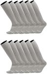 TCK Over the Calf Work Socks 12 Pair Moisture Wicking for Men and Women (Grey, X-Large)